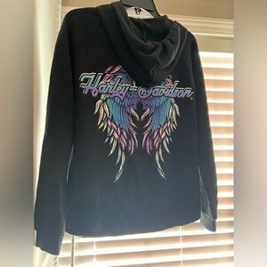 Harley-Davidson Black Hoodie with Vibrant Wing Motif